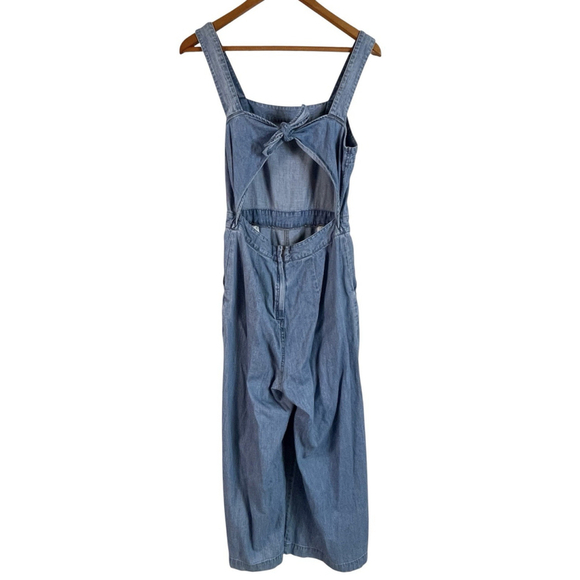 Madewell Women's Denim Apron Bow Back Jumpsuit Wide Leg Crop Light Wash Size 4 - Picture 4 of 10